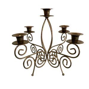 Vintage Large Gold Tone Metal Candelabra Centerpiece